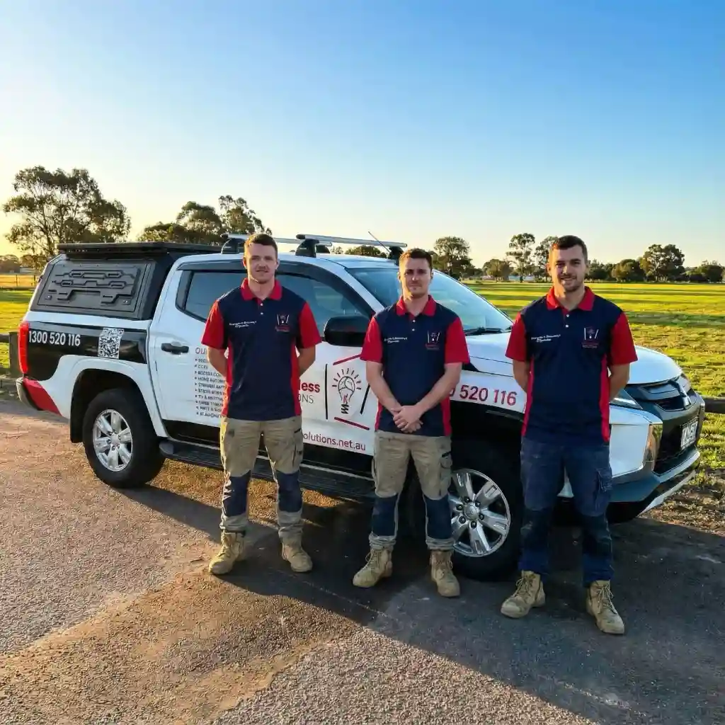 Borderless Solutions technicians with a service vehicle in Melbourne