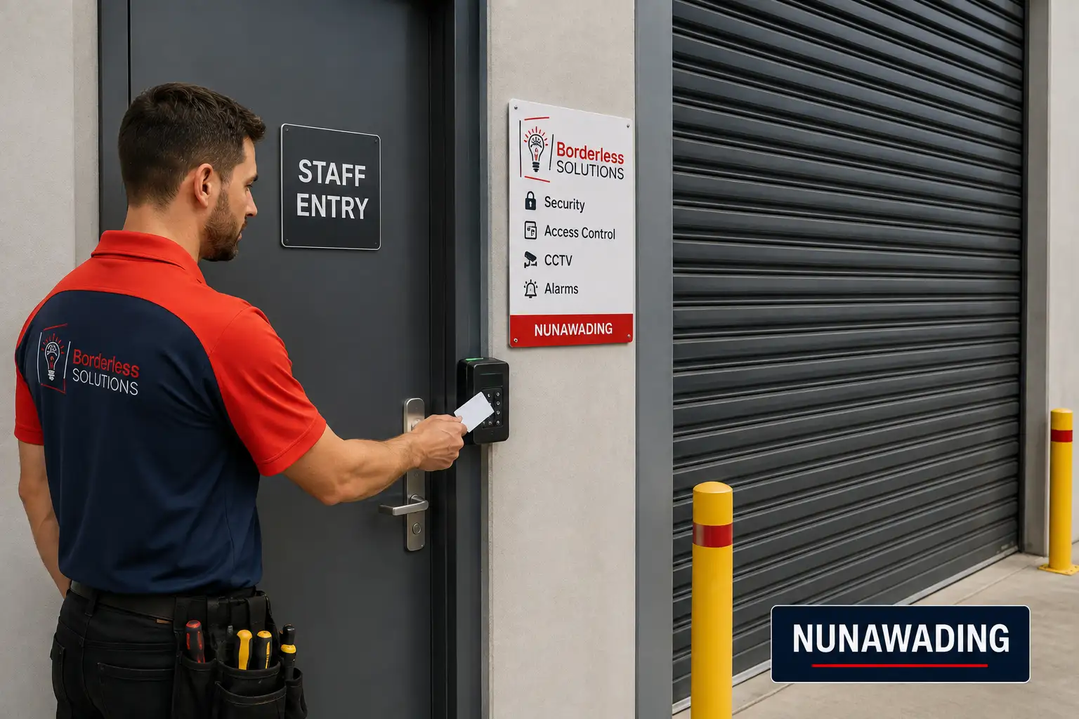 Card reader access control fitted at a staff entry in Nunawading