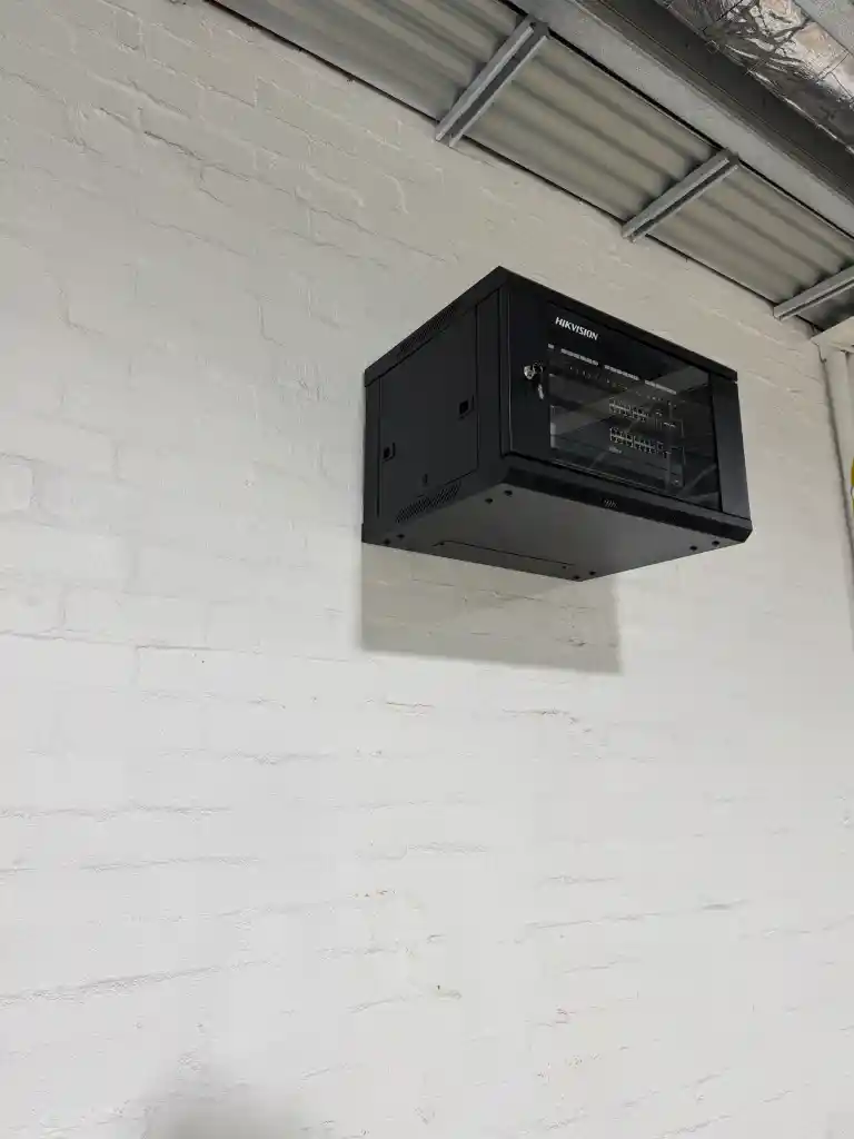Network cabinet and recorder mounted in a Melbourne commercial premises