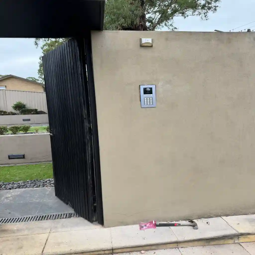Intercom and keypad entry unit at a shared gated entry in Melbourne