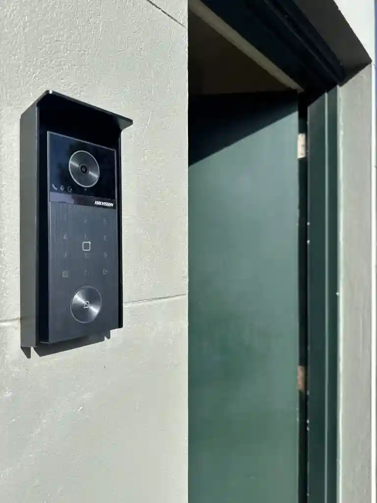 Door station fitted at the entry of a short stay property