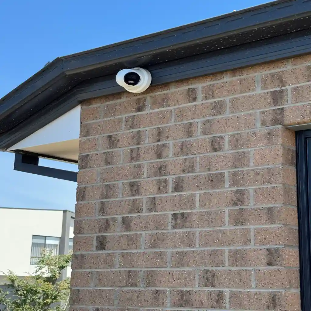 Outdoor turret security camera mounted at a Melbourne property