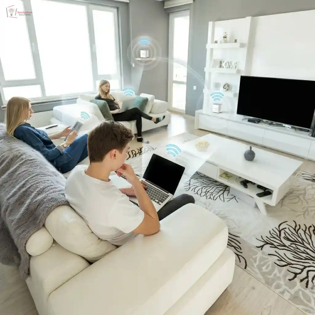 Family using multiple devices on a mesh Wi-Fi network installed in a Melbourne home